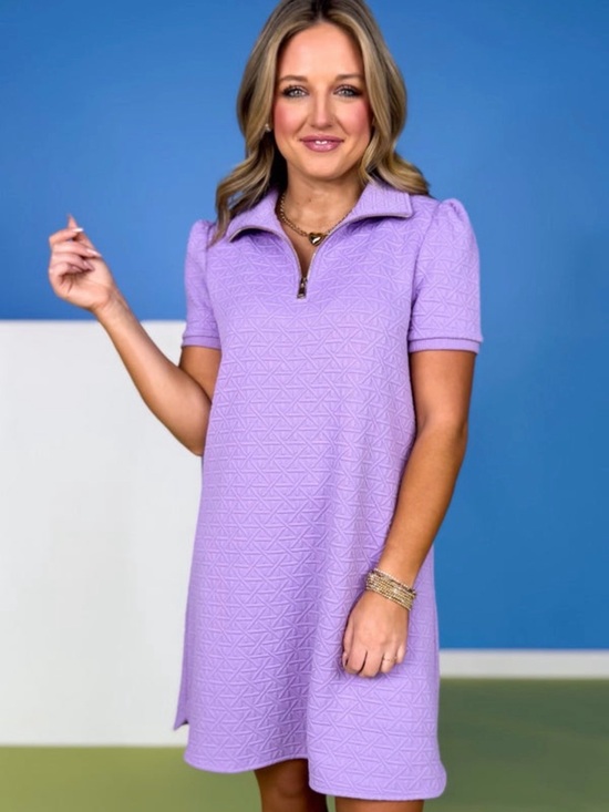 SSYS Dresses & Skirts - Lilac Textured Polo Midi Dress with Zip Collar